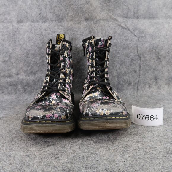 Dr Martens Shoes Girls 2 Boot Combat Delaney 1460 Floral Zip Leather Lace Up Kid - Picture 3 of 13